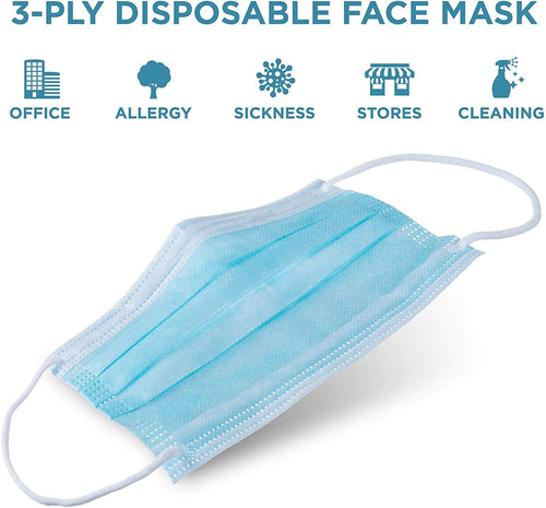 Wave Essentials - Wave Blue Disposable Face Masks for Adults & Kids | Bulk Pack 